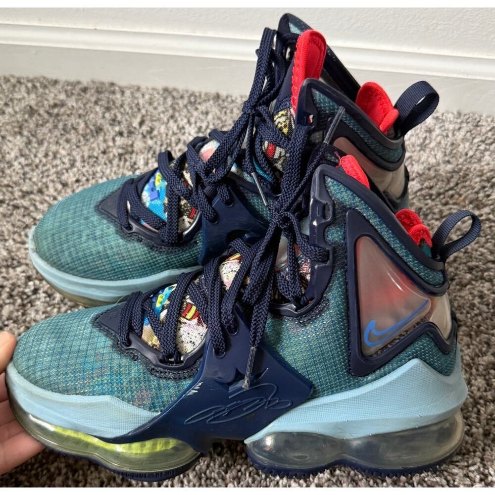 Nike LeBron 19 EP 'Fast food-dutch blue' youth size 4 - Picture 1 of 6